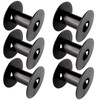 6 Pcs Plastic Spool 71mm Black Bobbin Round Ends Empty