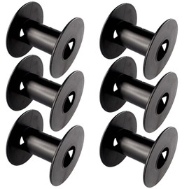 6 Pcs Plastic Spool 71mm Black Bobbin Round Ends Empty Thread Spools for Sewing Embroidery Yarn Ribbon DIY Crafts (Black)