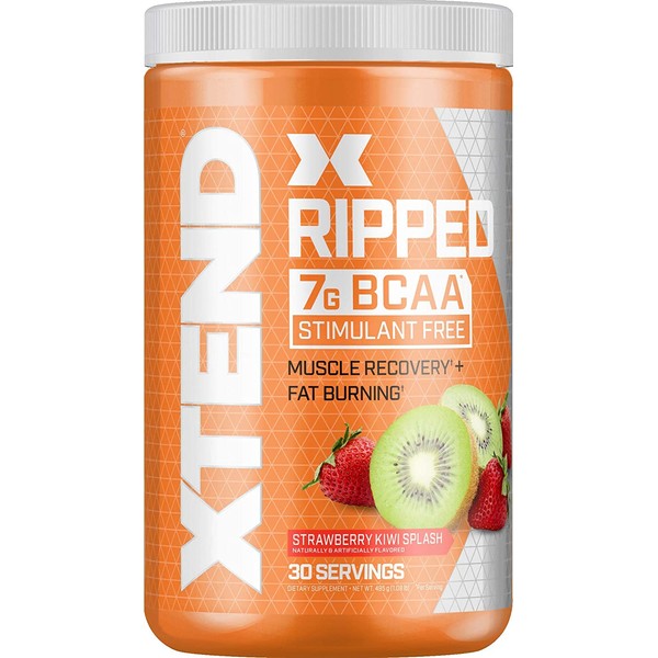 XTEND Ripped BCAA Powder Strawberry Kiwi | Cutting Formula + Sugar Free Post Workout Muscle Recovery Drink with Amino Acids | 7g BCAAs for Men & Women | 30 Servings