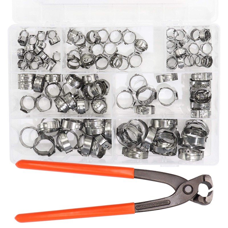 Taukealugs 125Pcs 7 Sizes 6-21mm Single Ear Hose Clamps 304