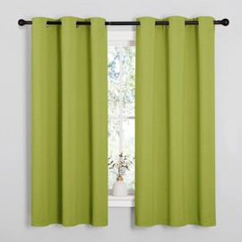 NICETOWN NICETOWN Thermal Insulated Solid Grommet Top Blackout Holiday Decorative Curtains/Drapes for Kid's Room (1 Pair, 42 x 63 inches in Fresh Green)