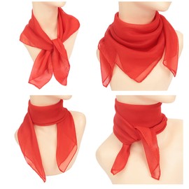 FAIRYGATE Ladies Scarf Women Classic 50s 60s Plain Solid Chiffon Silk Feeling Square Scarfs Wrap Scarves Lightweight Fabric Red A2914
