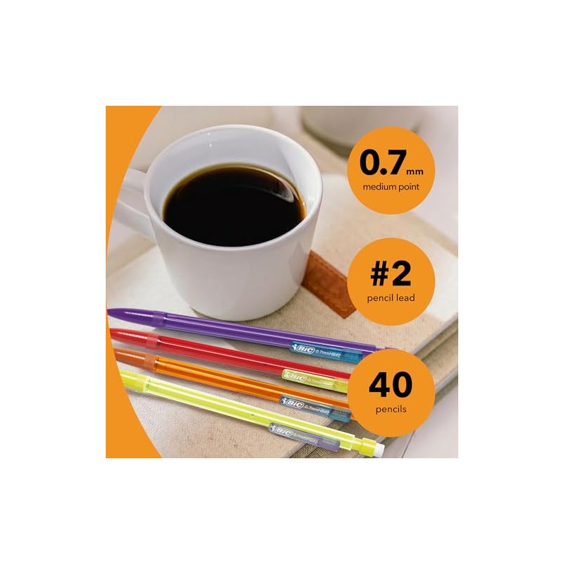 BIC Portaminas Xtra Smooth Bright Edition, Negro, 0,7 mm, 40