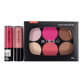 Paleta para Rostro con Iluminador, Rubor y Bronceador + 2 Rubores Liquidos Bissu |Kit de Maquillaje Viral (La Chida)