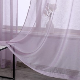 DONREN 96 Inch Textured Sheer Curtains for Bedroom Luxury Soft Durable Grommet Sheer Curtains 2 Panels Lavender Purple