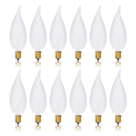 Simba Lighting Candelabra Flame Tip Frosted CA10 40W E12 Base (12 Pack) Decorative Incandescent Light Bulbs 120V for Chandeliers, Ceiling Fan Lights, Pendants, Wall Sconces, Dimmable, Warm White 2700K