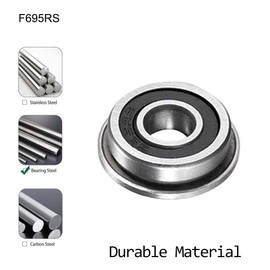 Angeek Pack of 10 F695-2RS Flange Ball Bearings 5mm x 13mm x 4mm, Double-Protected Deep Groove Ball Bearings for Voron Mobius 2/3 3D Printers, DIY, Motors, 3D Printers, Various Mechanical Devices,