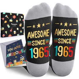 HAPPYPOP 60th Birthday Gifts for Women - 1965 Birthday Socks for Older Men, Ideal Gifts for 60 Year Old Woman