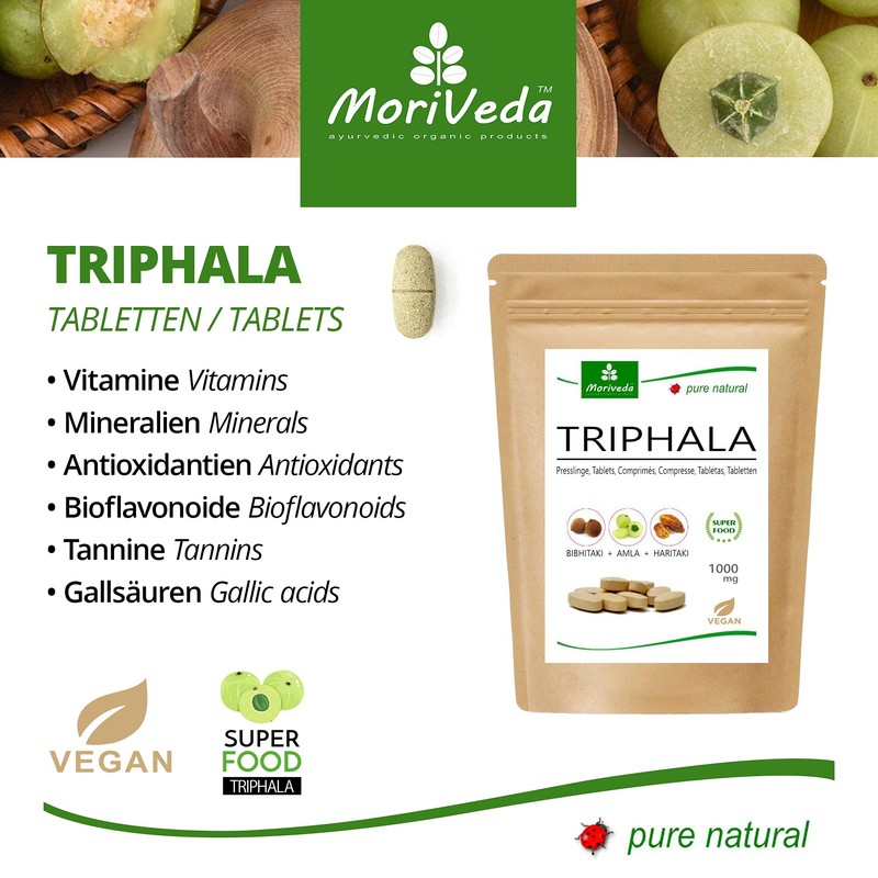 Triphala Pellets 1000 mg (120 or 360 Pieces) Ayurveda Royal
