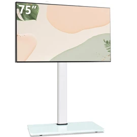 AOKCOS Swivel TV Floor Stand for 43-75 Inches TVs, 10 Level Height Adjustable Corner Extra Tall TV Stand Mount for Living Room/Bedroom, Holds up to 110 lbs,MAX VESA 600x400mm,White