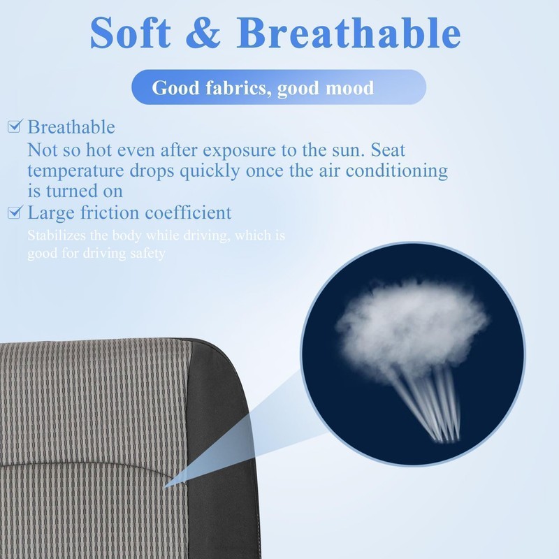 NLQR Front Driver Side Bottom Replacement Cloth Seat Covers Compatible