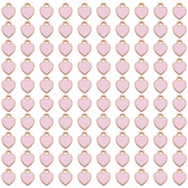 WAY DENG - 200 colgantes de aleación chapada en oro con forma de corazón pequeño esmaltado, diseño de corazón, llavero para joyas, manualidades, 6 x 8 mm, Esmalte, No es una piedra preciosa