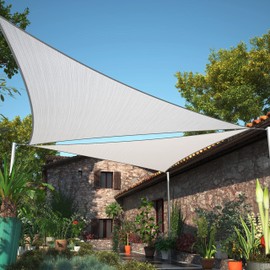 ShadeMart 24' x 24' x 24' Grey Sun Shade Sail UPF50 Triangle Canopy Fabric Cloth Screen, Water Air Permeable & UV Resistant, Heavy Duty, Carport Patio Outdoor - (We Customize Size)