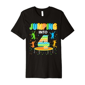 Jumping Into 4 4th Birthday Trampoline 4 Years Old Premium T-Shirt