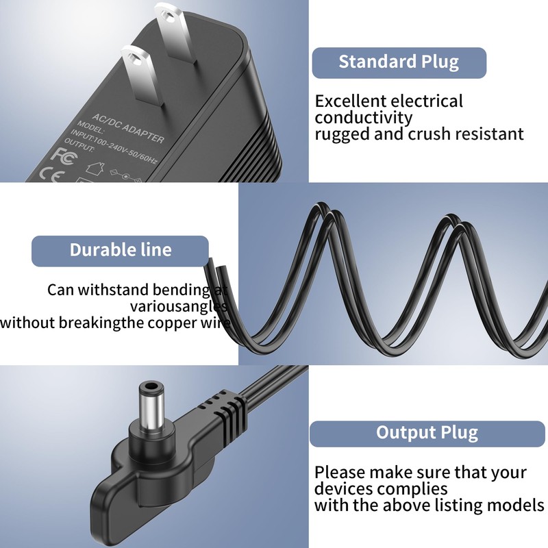 12V Charger Compatible with Shark FlexBreeze Fan, Replacement Power Adapter
