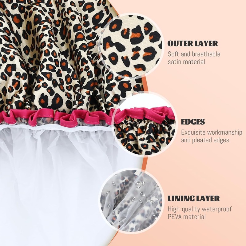 Premium Double Layer Waterproof Shower Cap Set (Pack of 4)