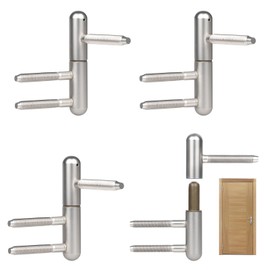 EFUTURETIME 4 x Door Hinge Drilling Tape Wooden Door, Door Hinges Room Door Hinge Removable Door Hinges Silent Silver for Wooden Doors Interior with Wooden Frames