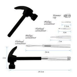 Small Hammer 6 in 1 Metal Hammer & Screwdriver, Multitool Camping Hammer Set Screwdriver Hammers Tools Mini Hammer with Screwdriver Hammers Hand Tools Multitool Hammer (Black)