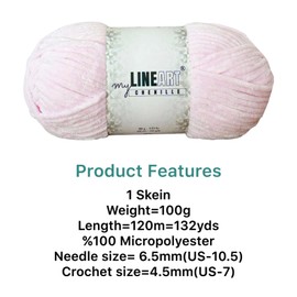 MyLineART - Hilo de terciopelo suave para tejer de chenilla, 100 gr, 120 m, Amigurumi