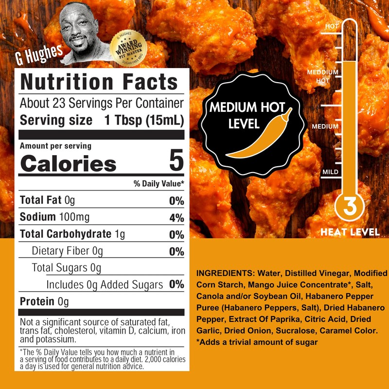 G Hughes Sugar Free, Mango Habanero Wing Sauce - Gluten