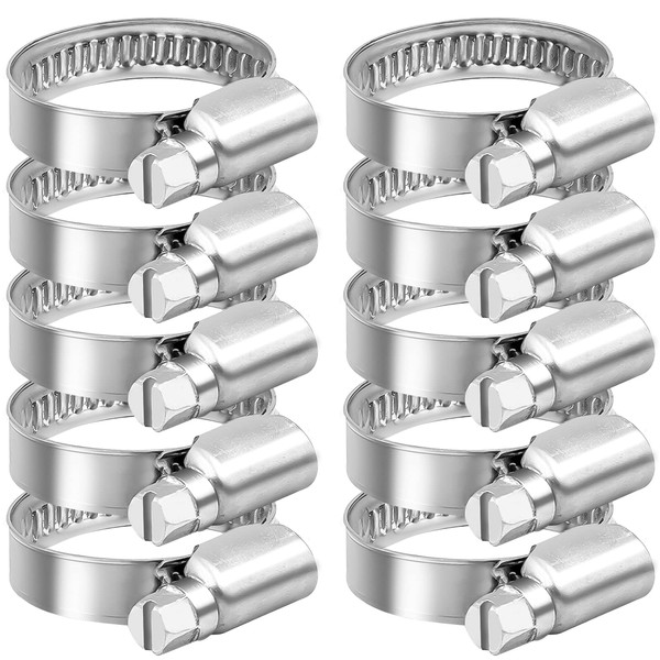 10 Pcs 20-32mm Hose Clips Adjustable, Stainless Steel Jubilee Clips for Securing Hose Connections Home Gas Pipe Flexible Hose Pipe Tube