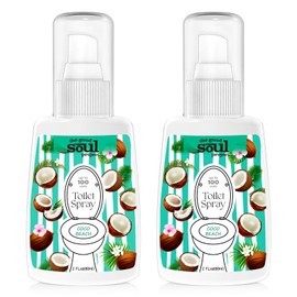 THE GOOD SOUL PROJECT Toilet Spray, Coco Beach, Bathroom Odor Eliminator, Travel Size Air Freshener Spray, 2 Fl.Oz(2 Pack)