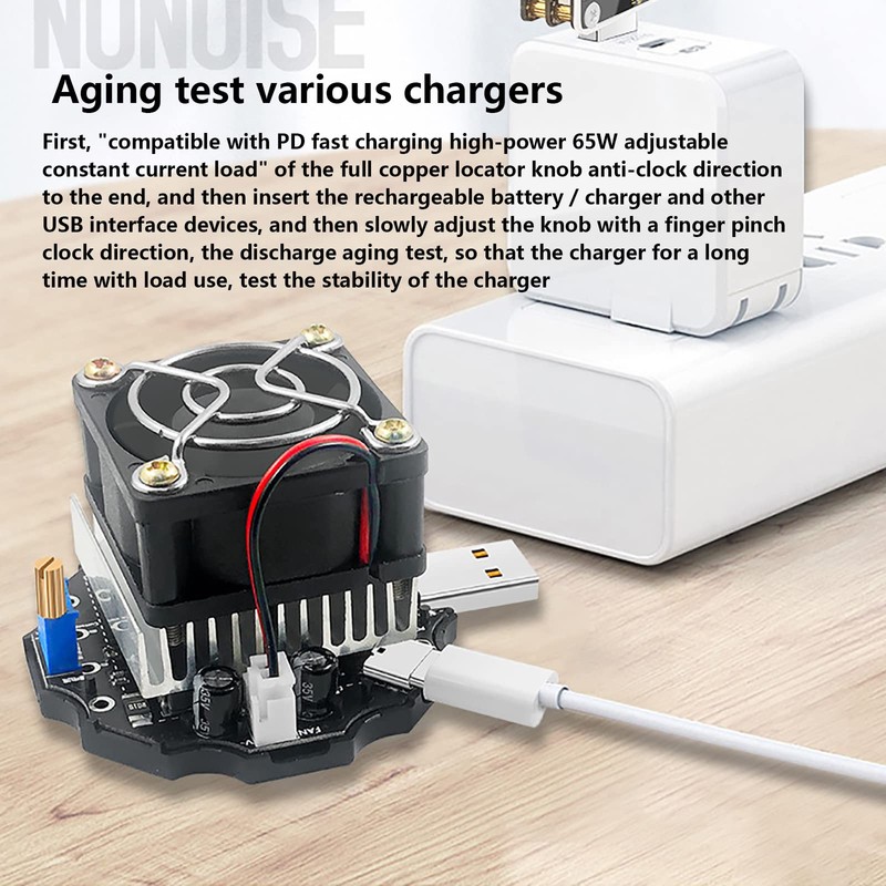 WANGCL 65W USB Load Tester, Adjustable Electronic Load with Cooler