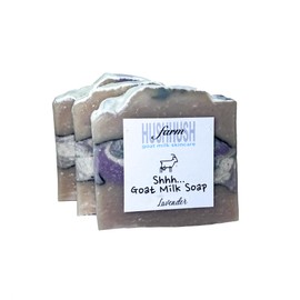 HushHush Farm Goat Milk Soap Bar for Face & Body | Lavender Soap with Essential Oils & Synthetic Fragrances | Moisturizing Vitamin-Rich Skincare – Lavender 3 Pack