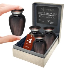 4 Pack Small Cremation Urn for Human Ashes Keepsake | Miniature Little Memorial for Ashes | Personal Cremation Keepsake | Mini Ash Holder | Elegant Tribute for Loved Ones | TSA Travel Compliant Brown