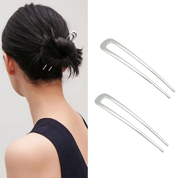 LELEO Pack of 2 U Shape Hair Pins Chignon Pin Metal Hair Sticks Vintage Hair Pin Holder Hair Clip Pin French for Women Girls