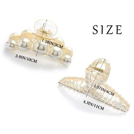 ANNA CREATIONS 2 Pcs Large Pearl Hair Claw Clips White Hair Clips Thick Long Hair Jaw Clips Clutches Barrettes Hair Accessories for Women and Girls Hair Claw Thick Hair aw Clamp Strong Hold (STYLE 3)