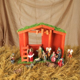 Mindsoft Christmas Nativity Scene Decorations 20 x 40 Inch Faux Thatch Straw Roll and 35.4 x 72.8 Inch Holy Night Nativity Background Farmhouse Backdrop Banner Roof Thatch for Christmas Rustic Decor
