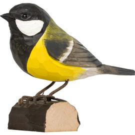 WILDLIFEGARDEN Wildlife Garden - DecoBird Great Tit (WG401) - Hand Carved Decorative Bird Figurine Made of Linden Wood - Small European Birds Collection
