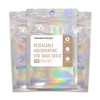 COSMOSTARART 100 Pack Holographic Resealable Bags, Clear Front Mylar Ziplock