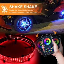 DREAMIZER Wheel Lights,4PCS 15.5" Dream Color Chasing Dancing Flow Brightest Led Rim Wheel Ring Lights W/Turn Signal and Braking Function Controlled by Remote and App Bluetooth for Truck/Car/ATV/UTV