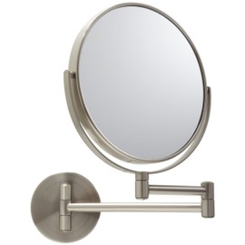 Jerdon JP7510N Wall Mount Makeup Mirror with 10x and 15x Magnification, Nickel Finish, 1.0 Count