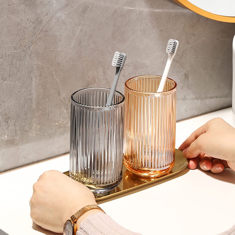 Gaolinci 2 Pcs Glass Tumbler Cup,Toothbrush Holder, Bathroom Cups, 13