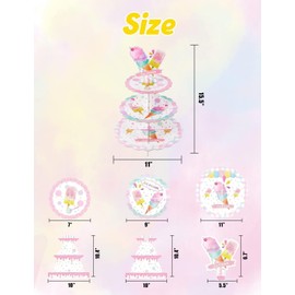 WERNNSAI Ice Cream Cupcake Stand - Ice Cream Birthday Party Decorations for Girls Kids Sweet Popsicle Cupcake Holder 3 Tier Dessert Tower Round Serving Tray Stand for Baby Shower Wedding Supplies