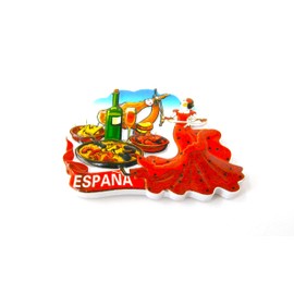 9cm Spanish Flamingo Dancer Spanish Flag Polka Dot Dress Serrano Paella Fridge Magnet