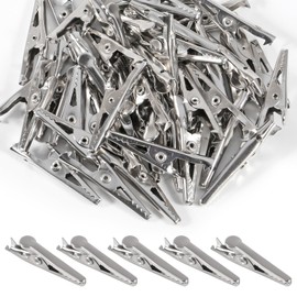 50Pcs 35mm Metal Alligator Clips 1.38in Test Crocodile Clips Clamps Cable Lead 1.38" Test Line Spring Clamps Assortment Kit for Laboratory Electric Testing Battery Test Lead Clamps