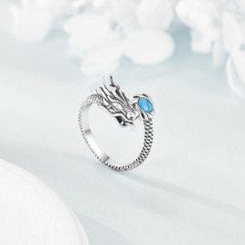 VENACOLY Dragon Ring for Women Men 925 Sterling Sliver Turquoise Dragon Rings Chines Dragon Ring Dragon Jewellery for Men Women