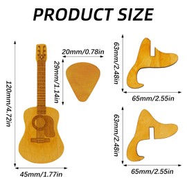 Raxfekro 3 Wooden Guitar Picks, Wooden Case for Plectrums, Guitar Picks with Mini Stand for Ukulele Lovers, Acoustic Guitars, Bass Guitars, Electric Guitars, Vintage Style