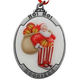 Indiana University Ho! Ho! Hoosiers Candy Stripe Santa Pewter Ornament Made in USA