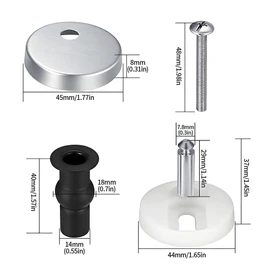 2 Pcs Toilet Seat Hinges Fittings, Upgrade Toilet Top Fix Blind Hole Fittings Quick Release, Toilet Seat Hinges Toilet Seat Screws, for WC Toilet Blind Holes