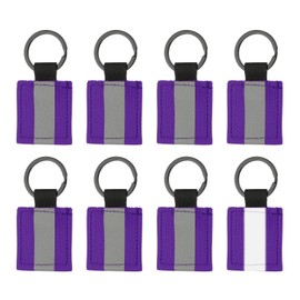 PATIKIL 8pcs Reflective Keychains, Reflective Strip High Visibility Safety Keychain Tag Lanyard Pendant Bright Zipper Pull Waterproof Backpack for Running Cycling Purple