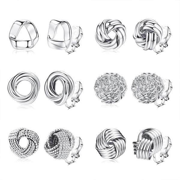 HAIAISO 6 Pairs Gold Clip On Earrings Cubic Zirconia Pearl