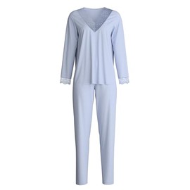 CALIDA Season Special Ladies Long Pyjamas Airy Cut with Lace Detail, Flowing and Snug, Harmony Blue