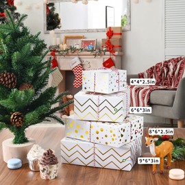 KPOSIYA 30pcs Christmas Cookie Boxes for Gift Giving, 6x6x3in White Bakery Boxes with Window for Treat and Pastry，Holiday Small Treat Boxes for Dessert, Donut, Mini Cake,Thanksgiving