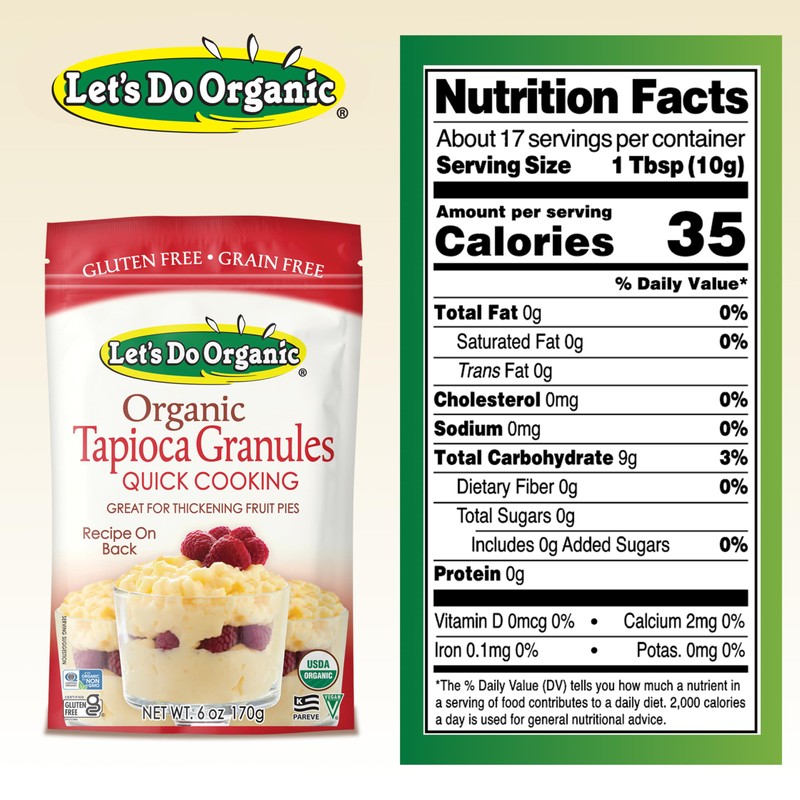 Let's Do Organic Tapioca Granules - Instant Tapioca, Tapioca Flour