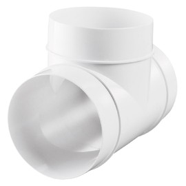VENTS Diameter 125 mm T-piece adapter for round pipes, PVC connector for ventilation systems, 3-way branch for supply and exhaust air, white
